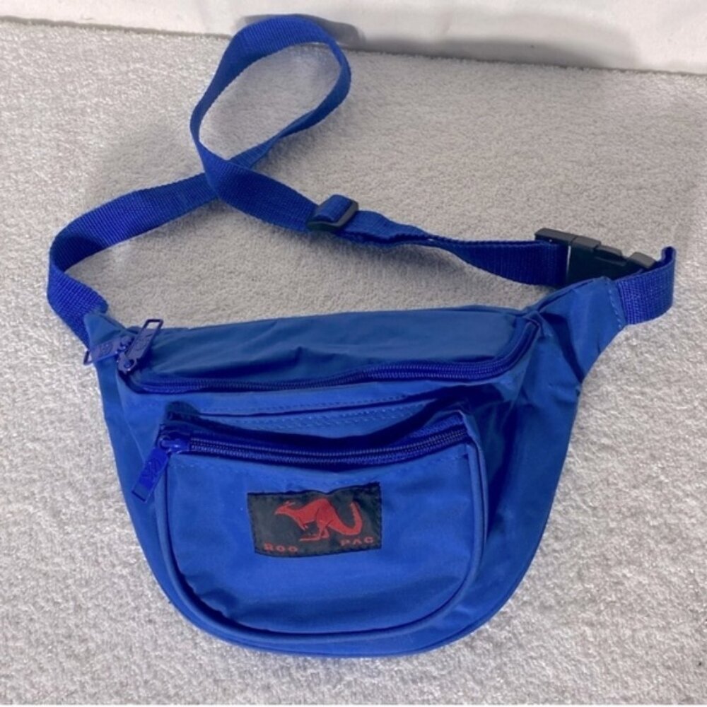 Vintage 80s 90s Blue Roo Pac Waist Bag Fanny Pack Bum Bag